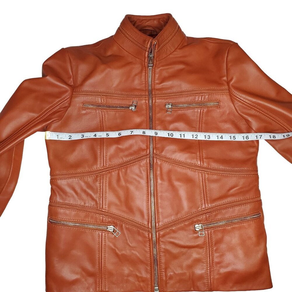 Urban Fashion Studios Eva Women’s 100% Real Tobacco Leather Sport Jacket XS - Picture 8 of 16